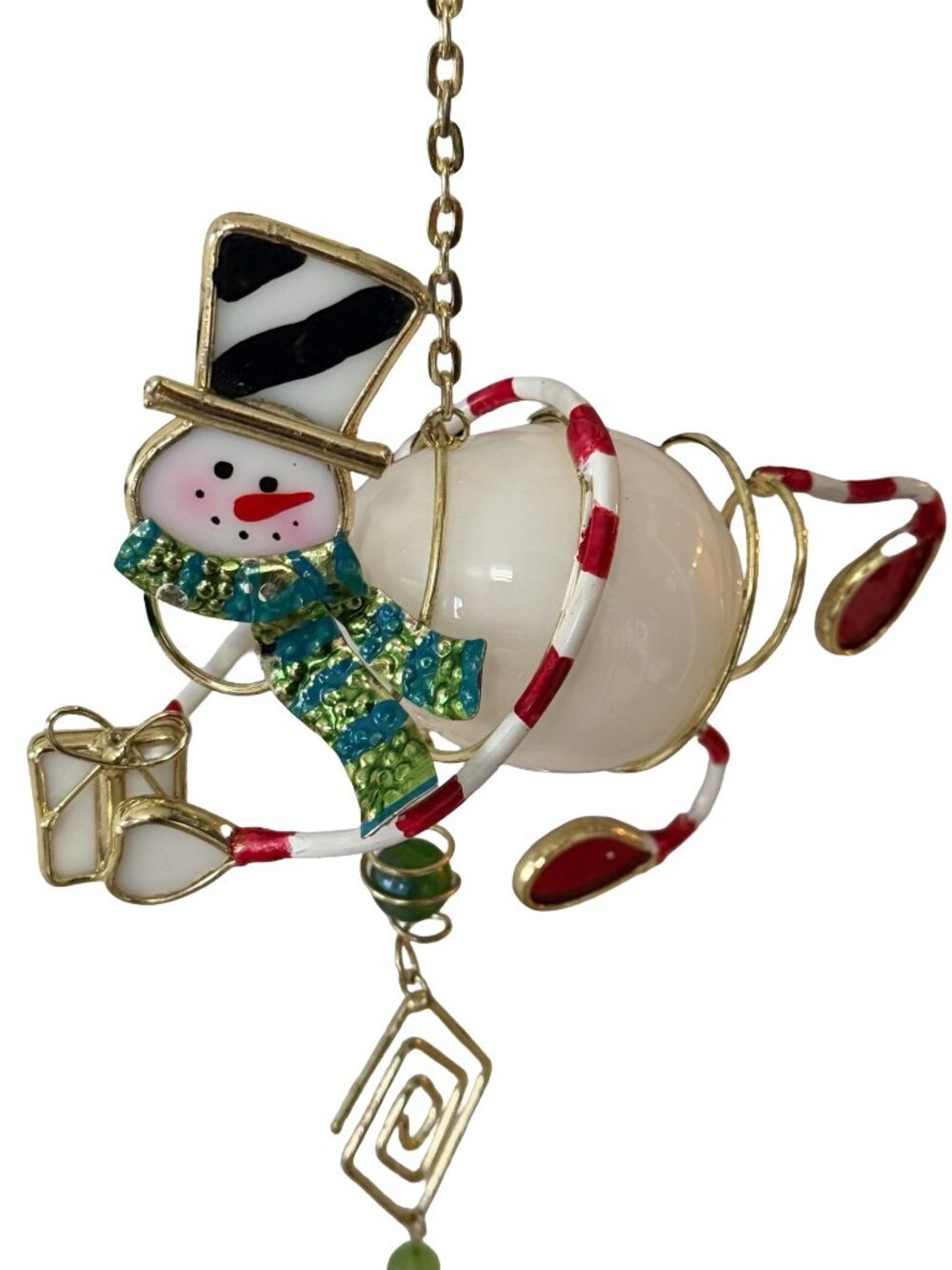 Vintage Stained Glass Snowman Ornament Suncatcher Hanging Christmas Decoration 1 - Picture 2 of 4